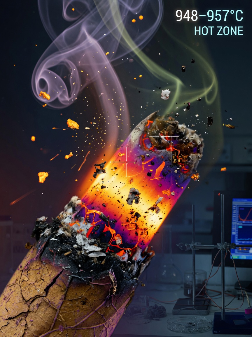 Mesure par thermographie infrarouge : comparaison des fluctuations de température au front de combustion des cigarettes et des cigares (illustratif)